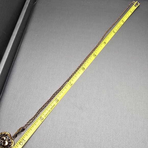 Victorian 12K Gold Filled Heart Locket Necklace Old Mine Cut Blue Paste Stones - Picture 14 of 16